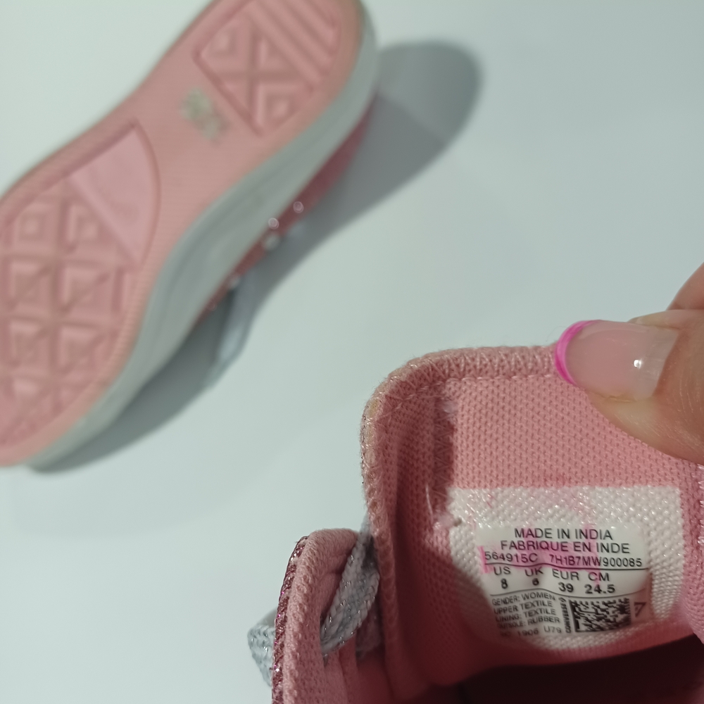 Sold- Pink Glitter Converse All Stars Sneakers - Picture 6 of 7